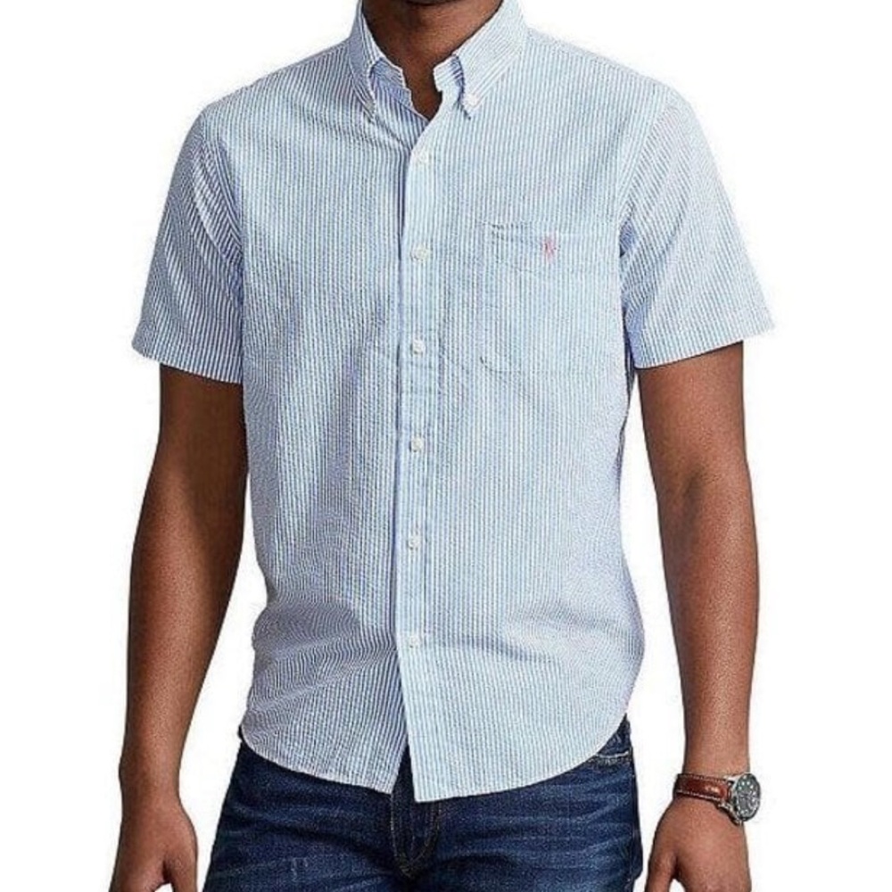 Ralph Lauren Classic-Fit Seersucker Shirt Size L